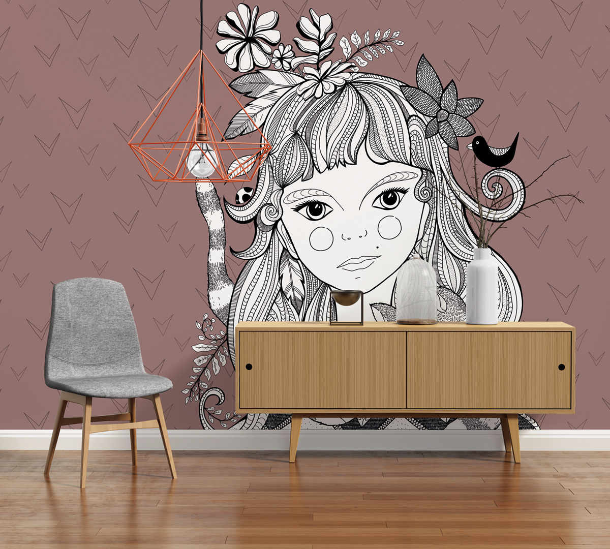 Papier peint panoramique Chat Catgirl 2 - Référence DD120081 - Intissé 200g/m2 - Standard 400 x 270