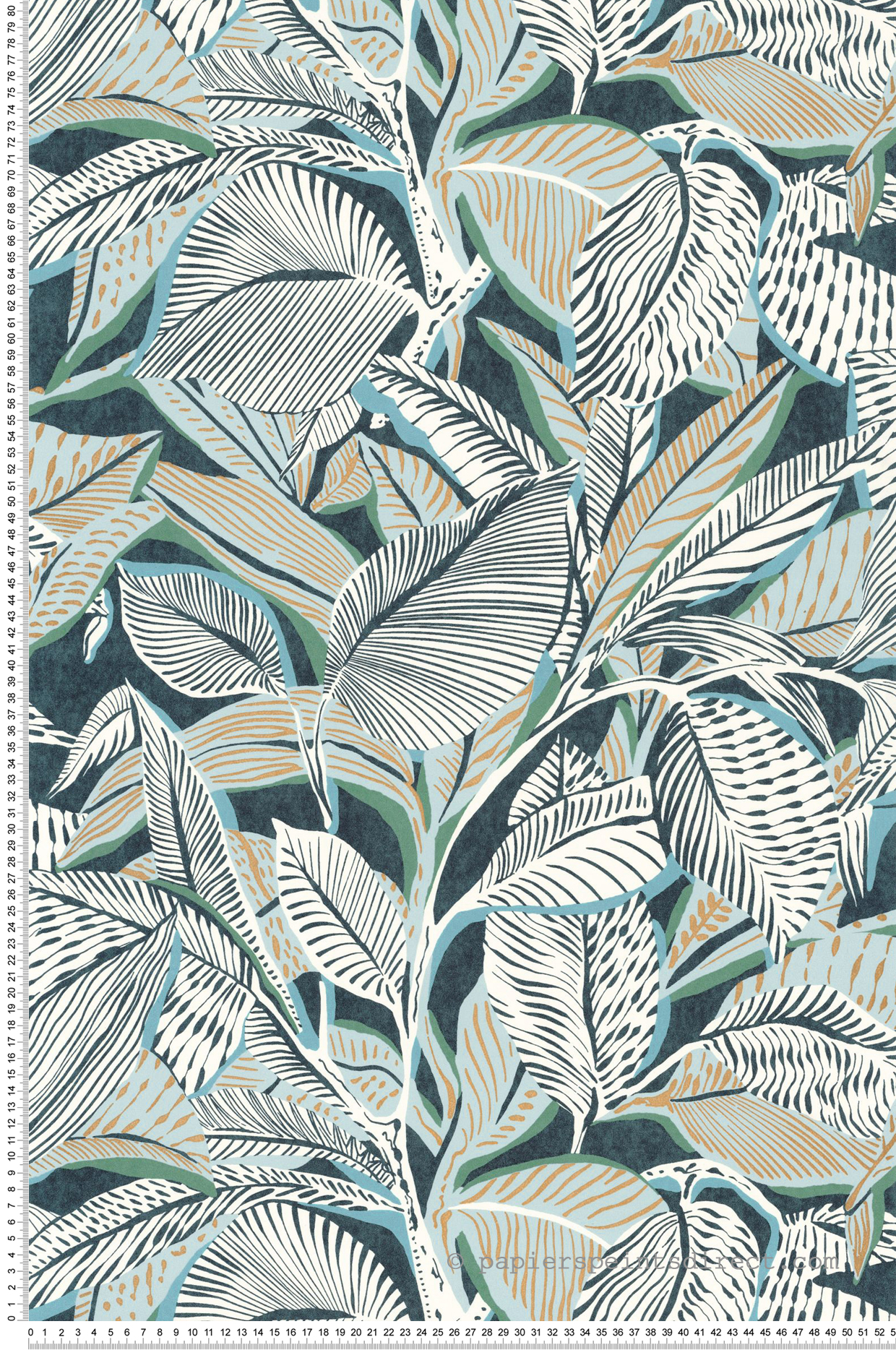 Papier peint Feuillage Riviera bleu paon - Méditerranée de Casadéco | Réf. MEDI87417785