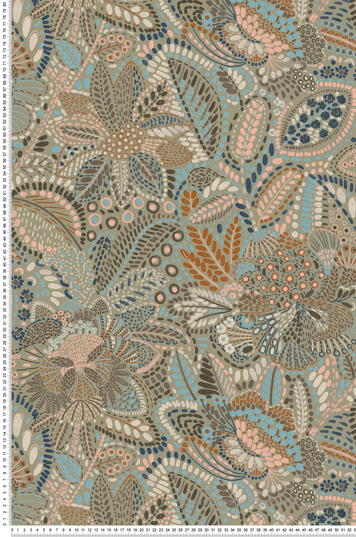 Papier peint Végétaux Mosaica gris rouge - Cuba 2 d'A.S. Création | Réf. AS-780255