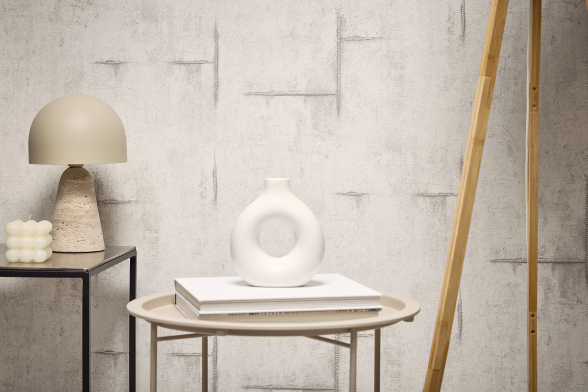 Papier peint Béton Graphite Groove blanc gris - Cosmoliving d'A.S. Création | Réf. AS-790851