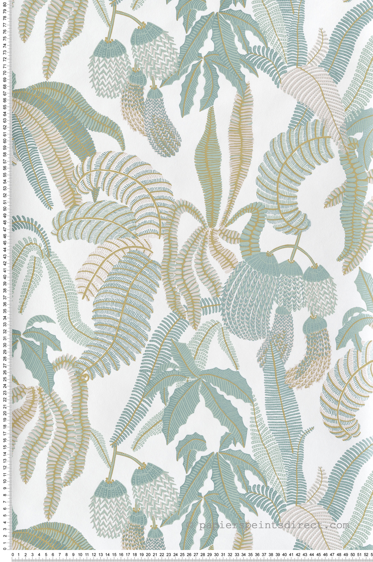 Papier peint Jardin Ninfa céladon métallisé - Romance de Masureel | Réf. MAS-ROM005