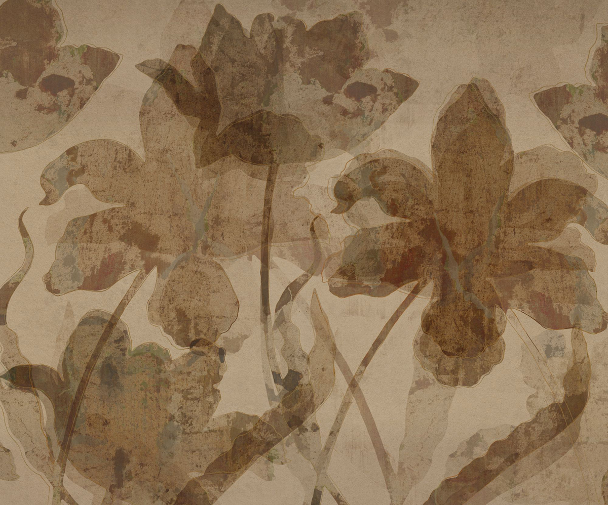Papier peint panoramique Fleurs Vintage marron - Seasons de Komar