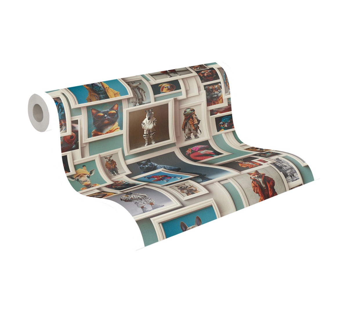 Papier peint Animaux Cadre Curiosité multicolore - Pintwalls 3 d'A.S. Création ROLL | Réf. AS-791874
