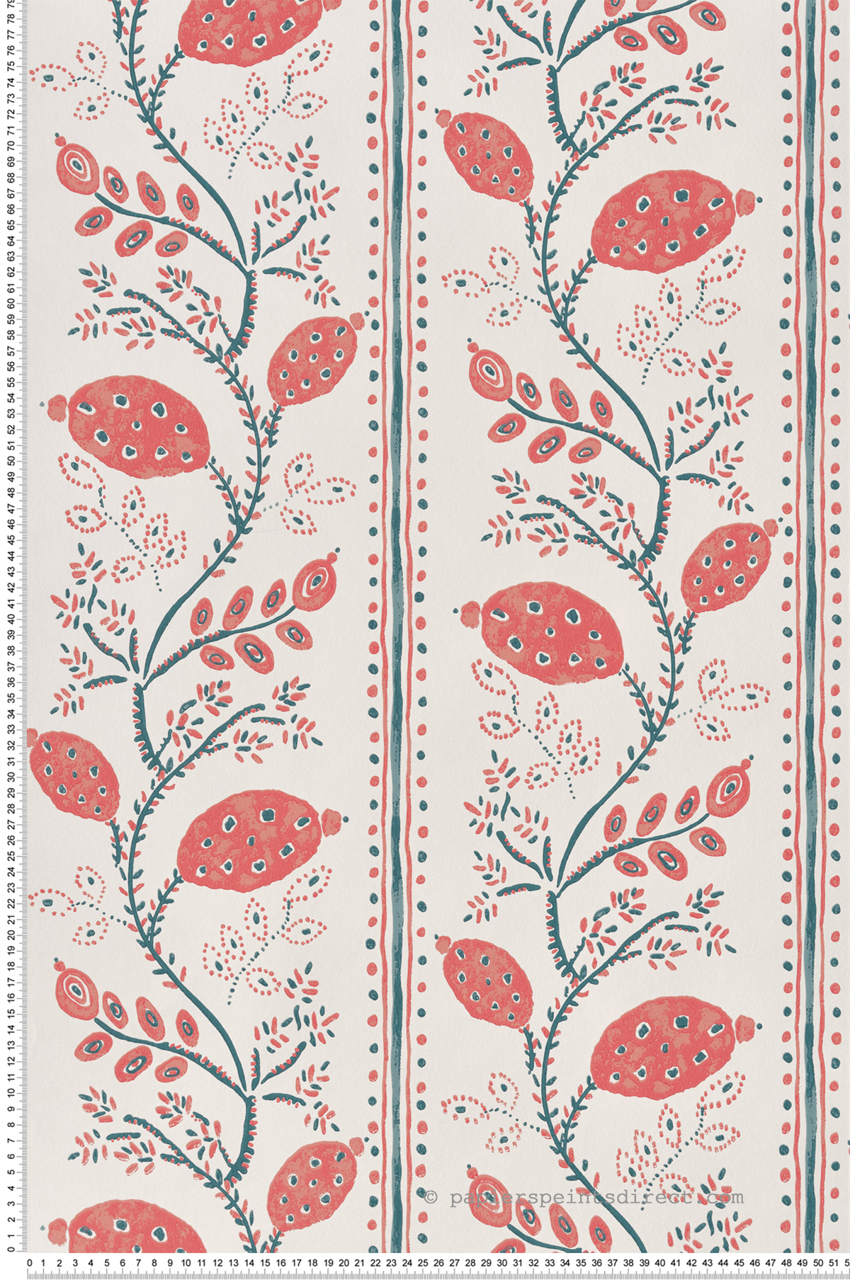 Papier peint Nature Pomegranate Trail rouge - Ashdown de Nina Campbell | Réf. OSB-NCW4390-05