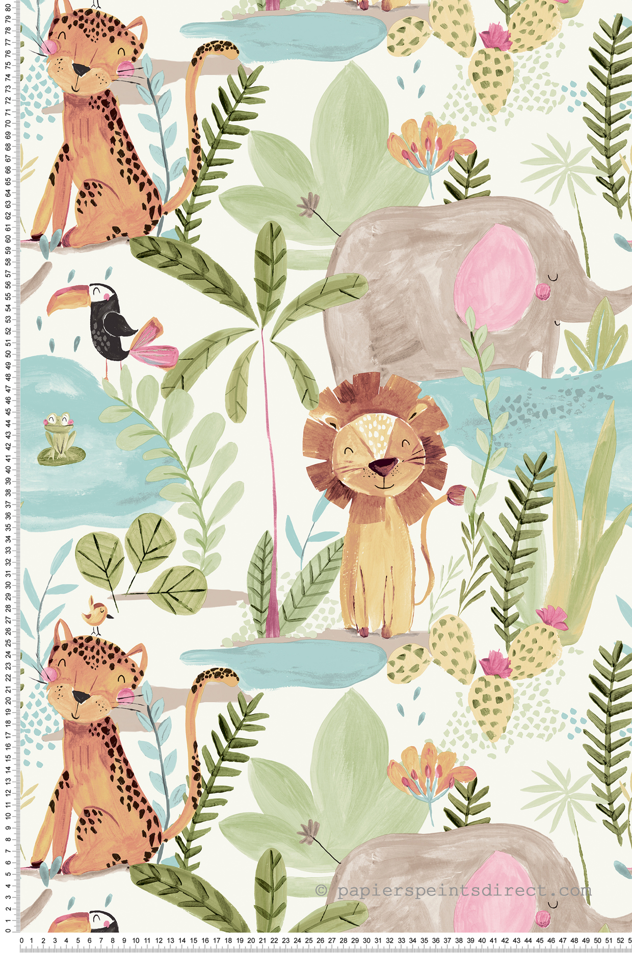Papier peint Jungle Animaux Enfant multicolore - Imagine de Lutèce | Réf. LTC-DL27558