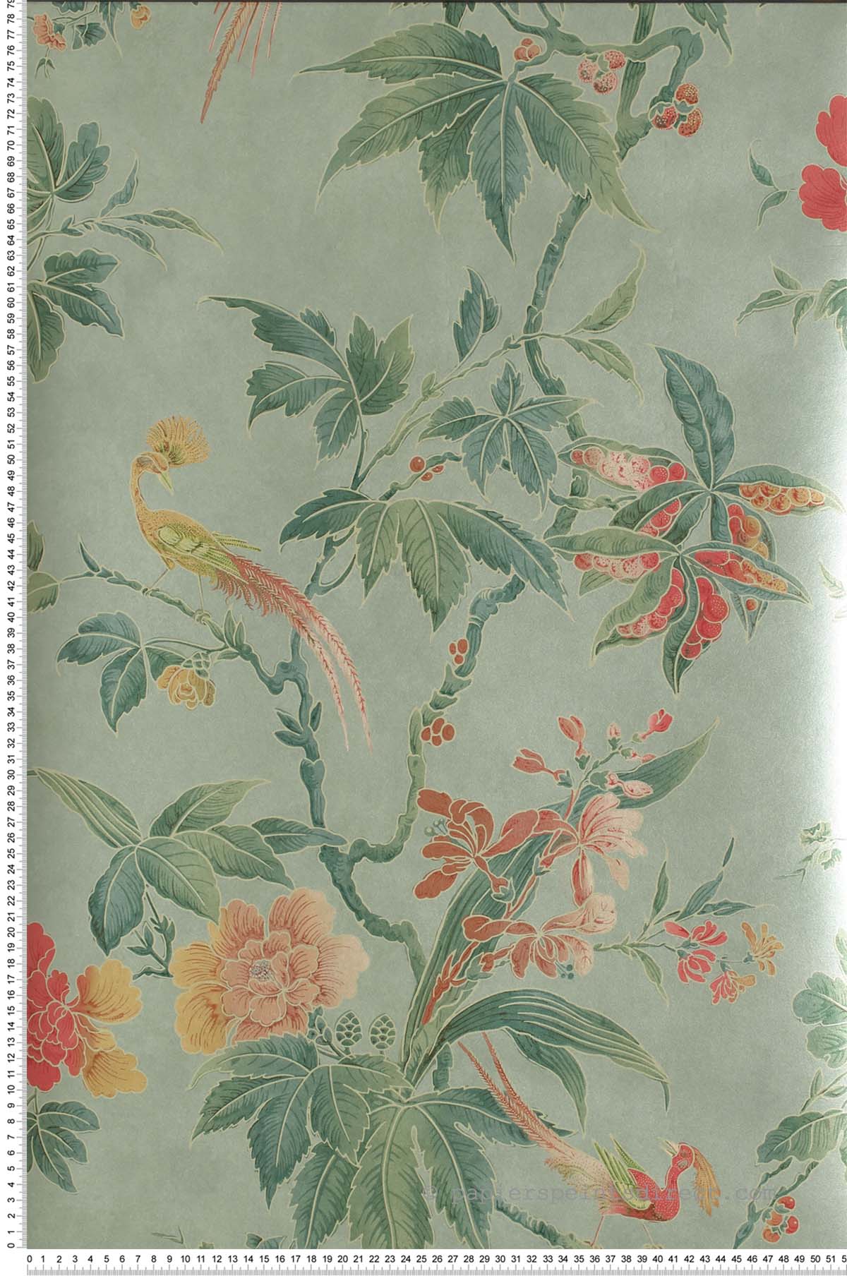 Paradise aquamarine - Papier peint Archive Trails de Little Greene