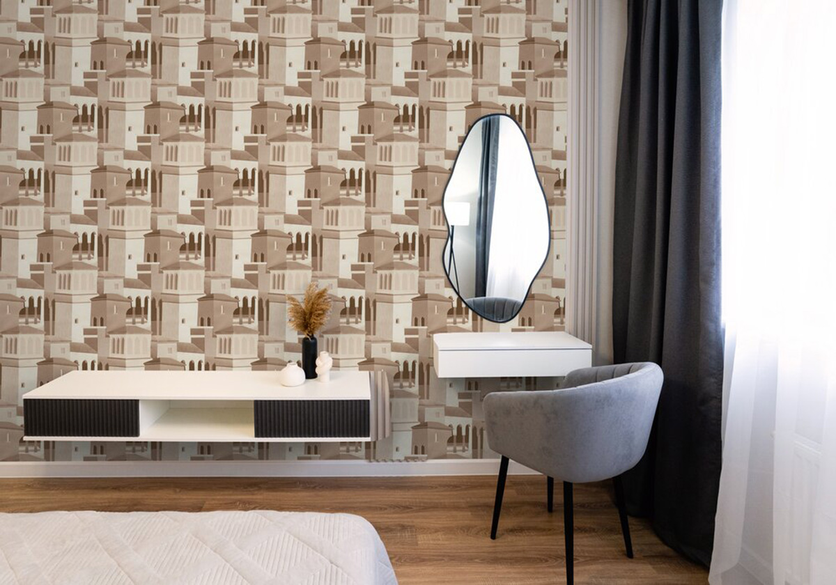 Papier peint 3D Façades Méditérranée taupe - Pintwalls 3 d'A.S. Création AMB2 | Réf. AS-791869