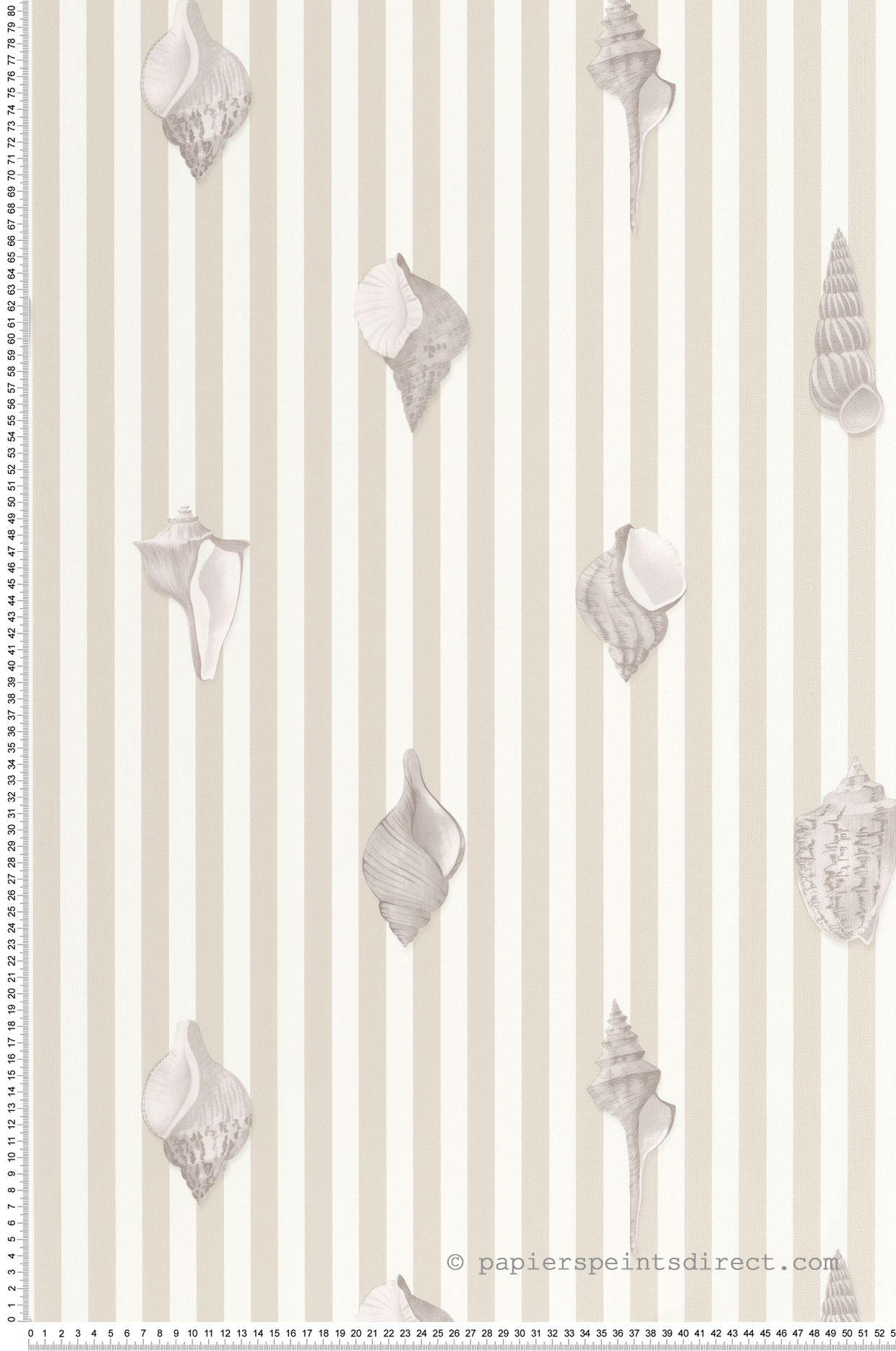 Papier peint Rayure Coquillage Noirmoutier beige lin - Seaside de Casadéco | Réf. SEAS201521313