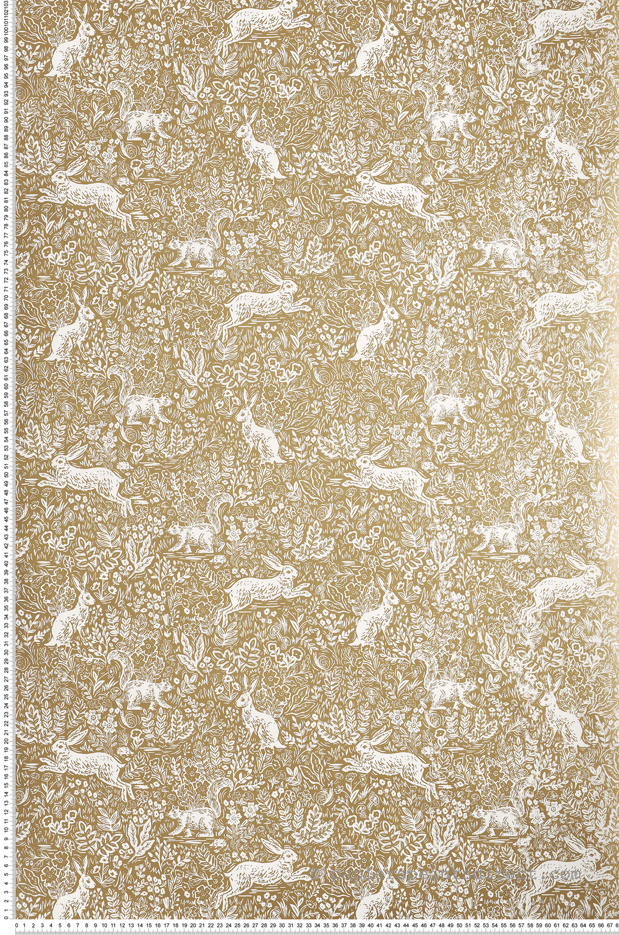 Papier peint Animaux Fable doré - Rifle Paper Co. d'Initiales | Réf. INI-RI5103