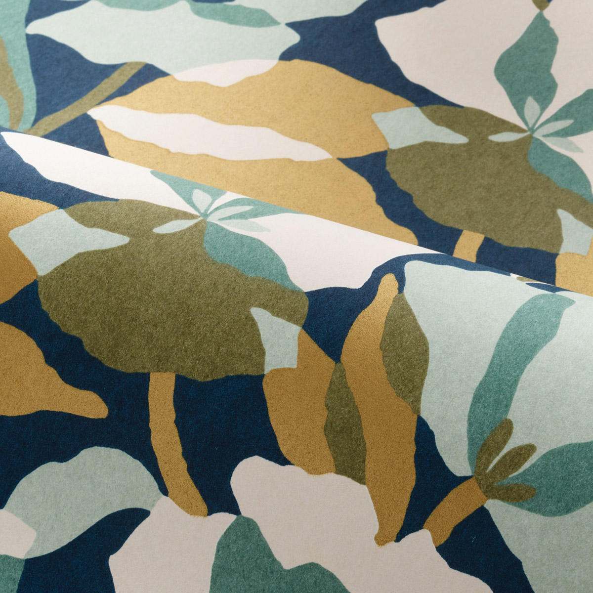 Papier peint Fleur Design Amaryllis bleu marine doré - Jardin Félicia de Casamance AMB3| Réf. CAS-76581222