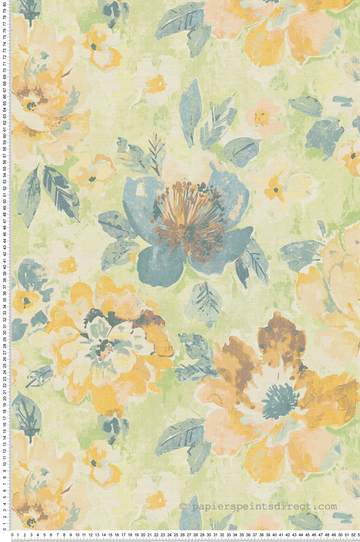 Papier peint Vintage Floral jaune vert - Aquarell Dreams d'A.S. Création | Réf. AS-396073