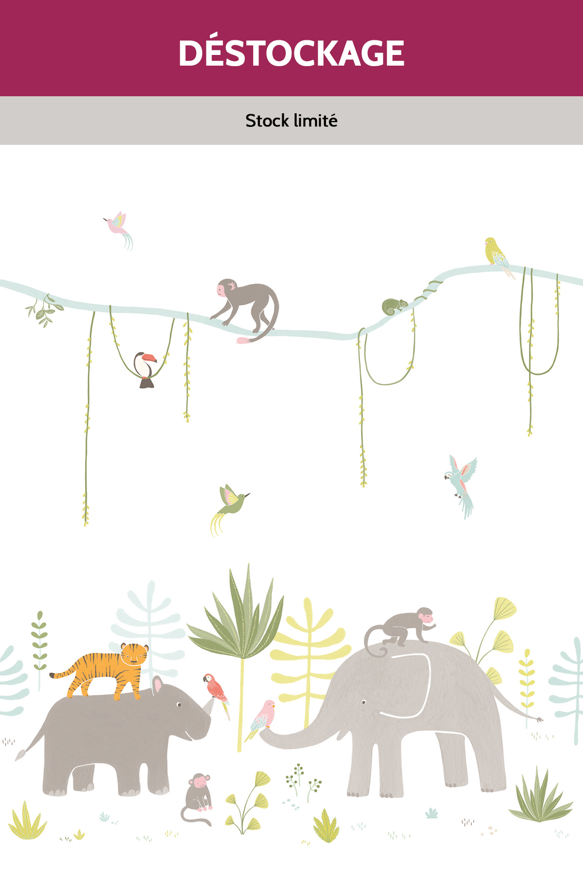 Papier peint panoramique Destockage - Enfant Animaux jungle - Happy Dreams de Casadéco