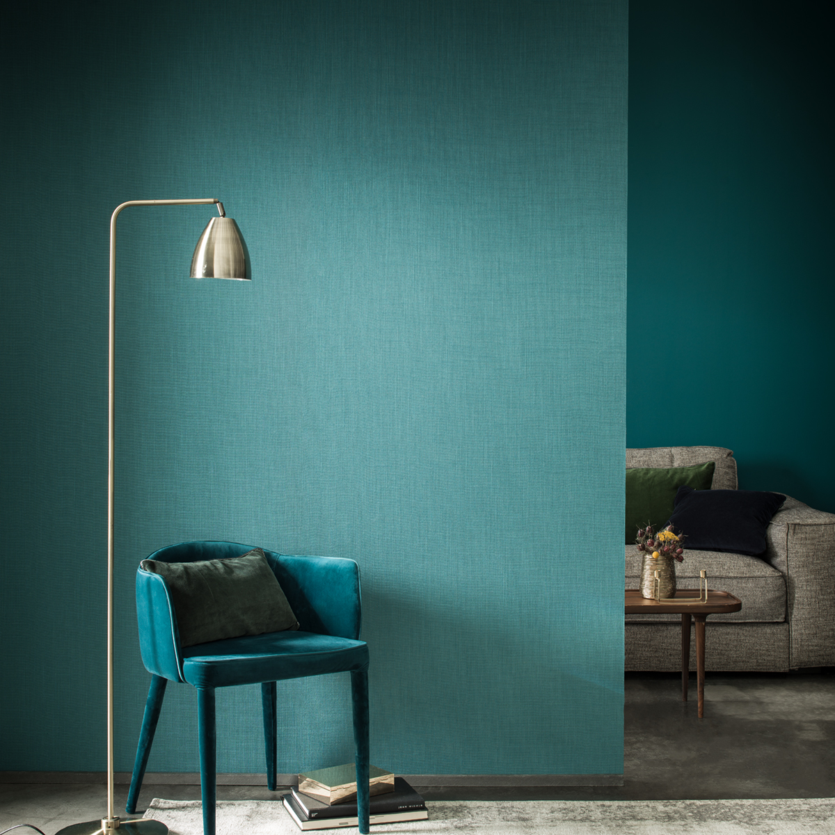 Tissu mural Taffetas bleu canard - Textil'In de Montecolino | Réf. MC-TIN208011