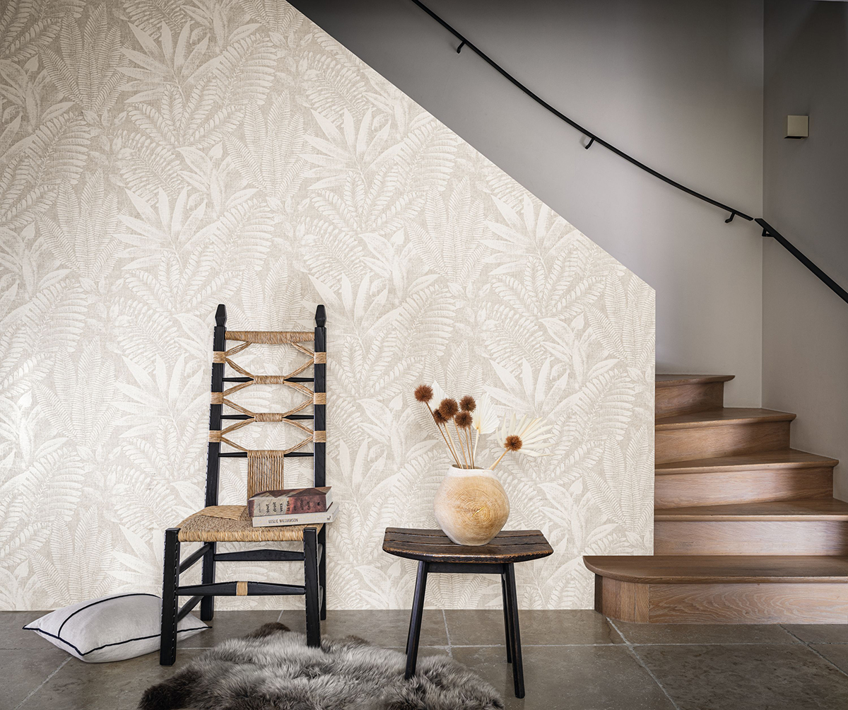 Papier peint Feuillages Aloes ivoire - Karabane de Casamance AMB | Réf. CAS-75183580