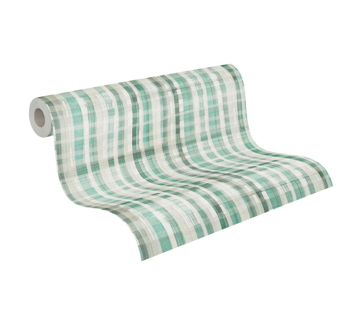 Papier peint Tartan Écossais vert turquoise - Anna D'Andrea d'A.S. Création AMB5| Réf. AS-782243