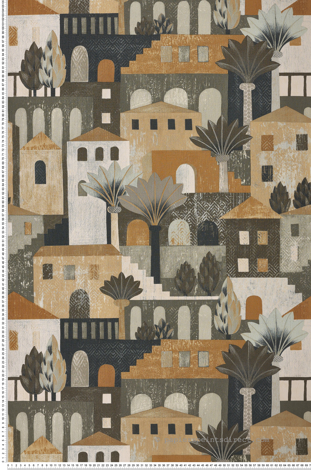 Papier peint Maison Monterosso kaki moutarde - Aventura de Casamance | Réf. CAS-75541936