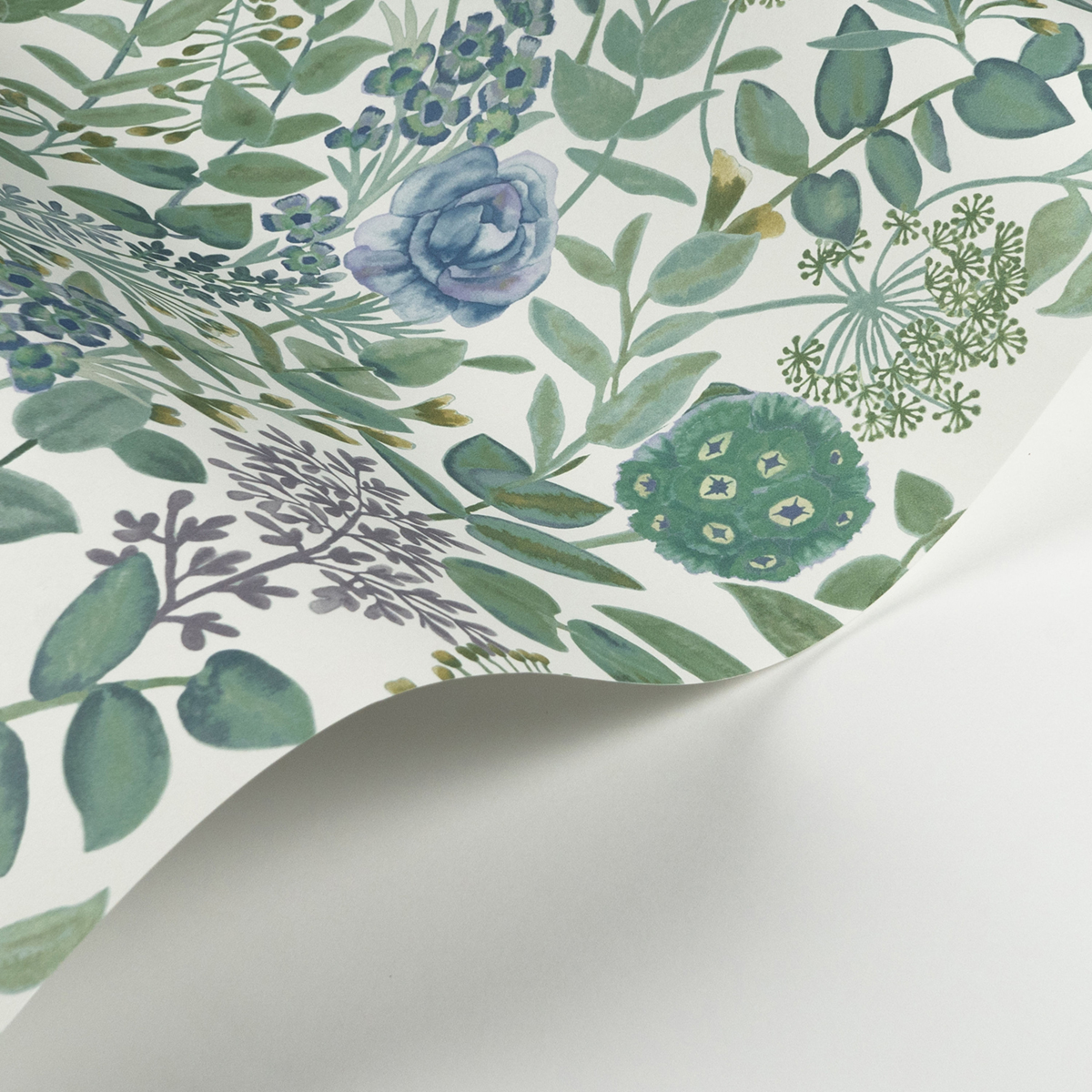 Papier peint Jardin Fleuri bleu vert - Soliflore de Casadéco AMBV | Réf. SOLI200316776