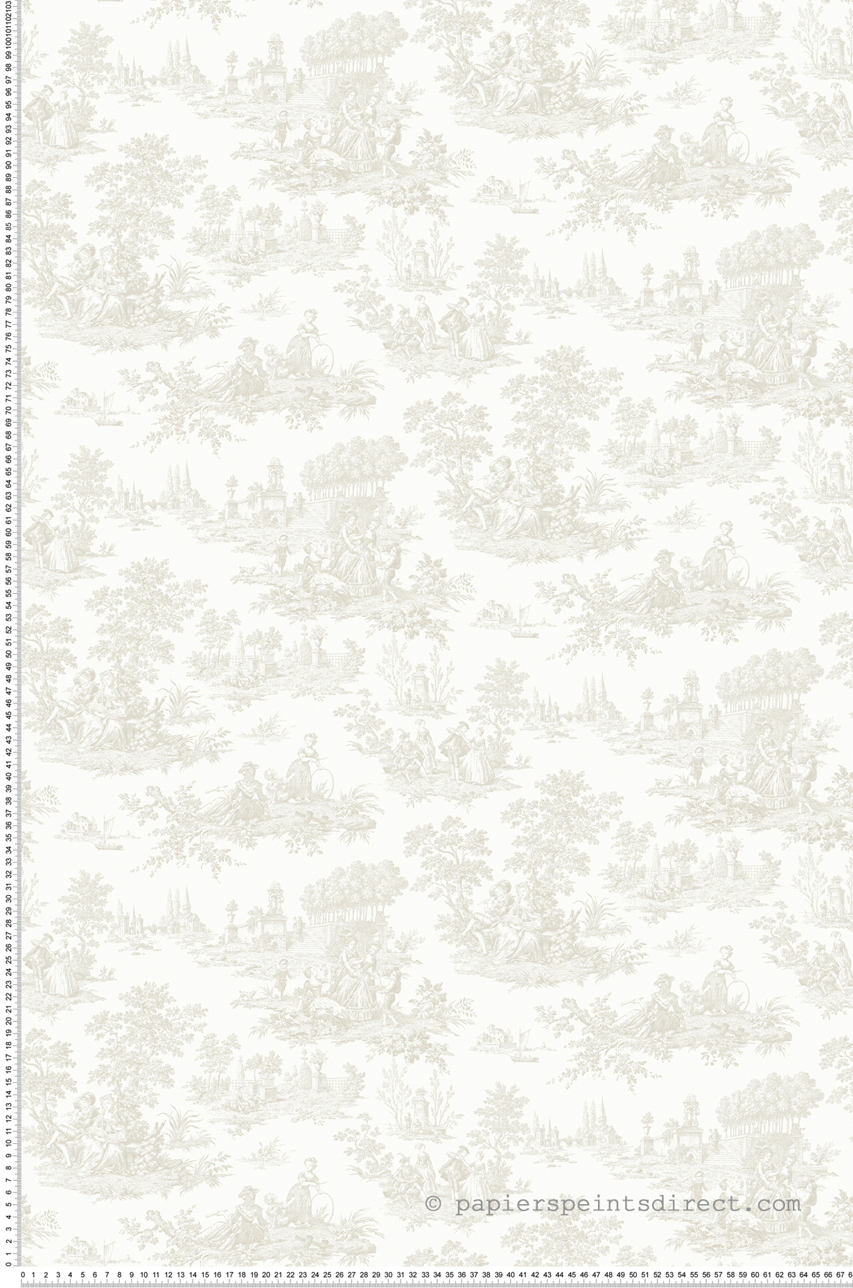 Papier peint Toile de Jouy Vintage grège - Alice et Rose de Lutèce | Réf. LTC-VI81005