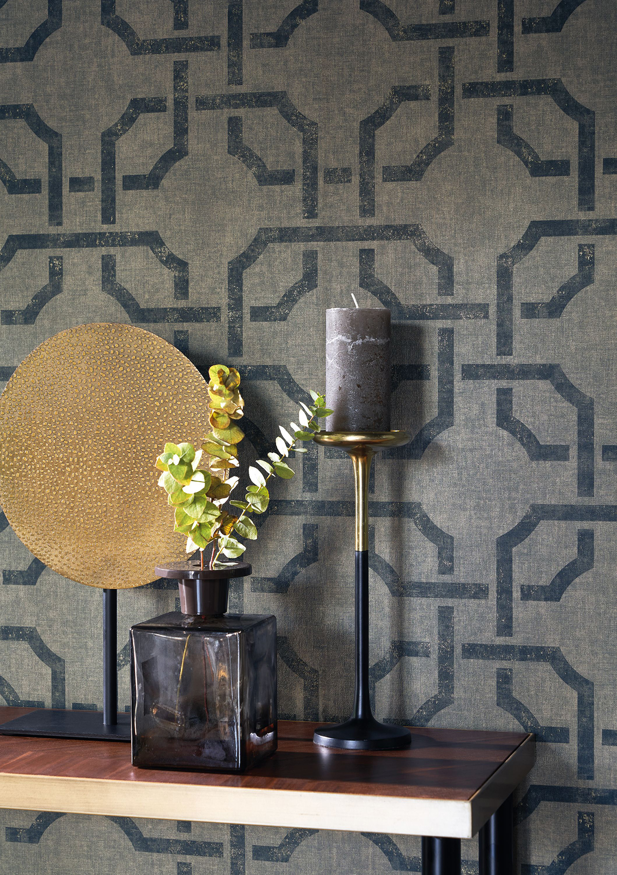 Papier peint Géométrique Mosaïque bleu et doré - Vienne de Casadéco | AMB Réf. VIEN87356507