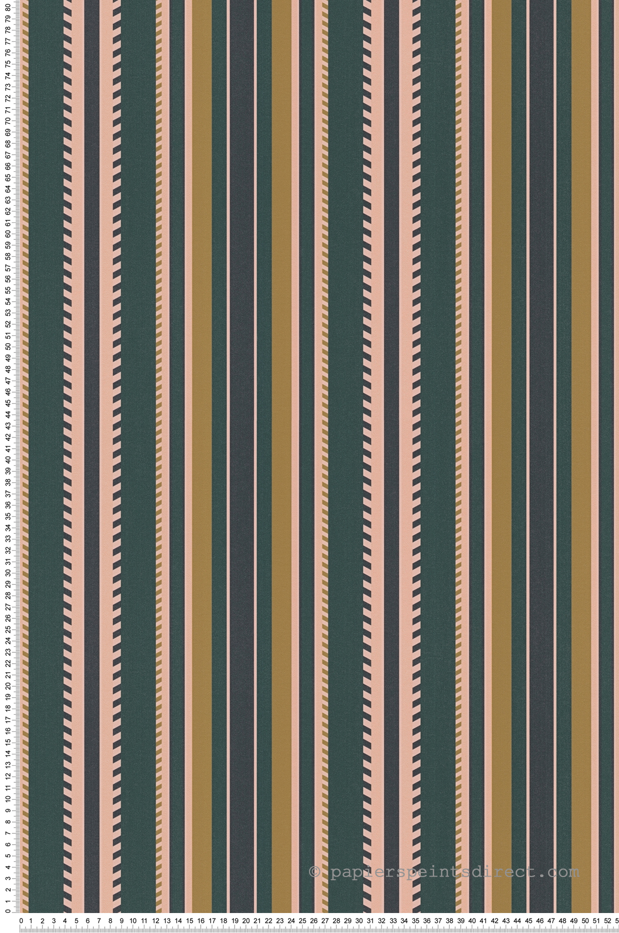 Papier peint Rayures Stripes vert rose - Bensimon 3 de Lutèce | Réf. LTC-51241514