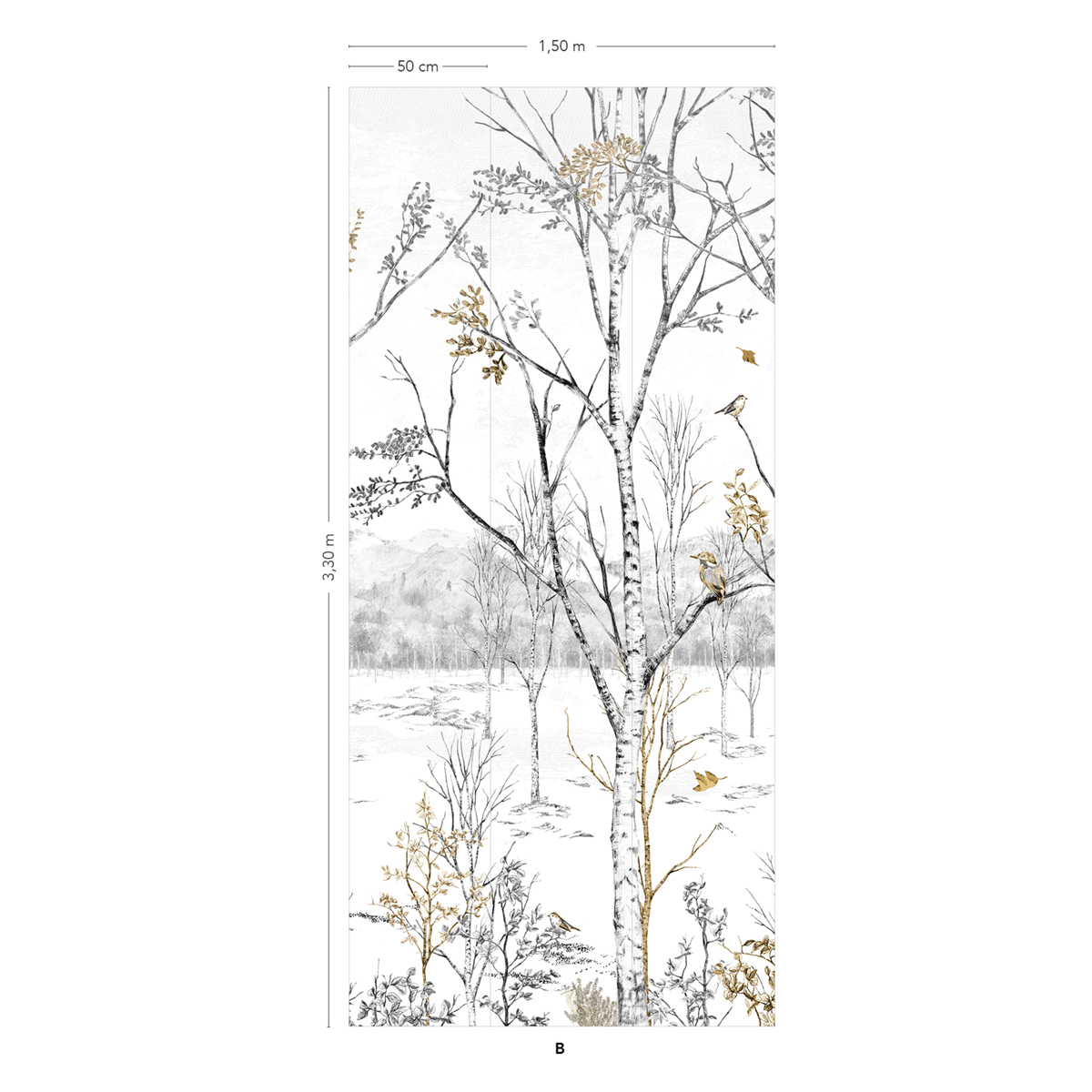 Papier peint panoramique Forêt Nunavut Doré B - 4/5/6 - Isidore Leroy