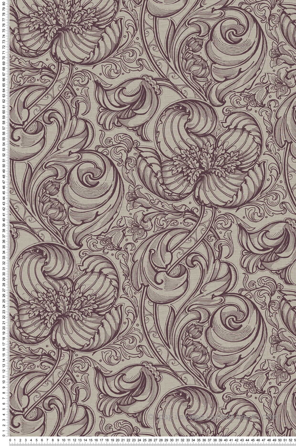 Papier peint Entrelacs Tulipe Lys prune - The Wall Llewelyn-Bowen de Lutèce | Réf. LTC-LB25115