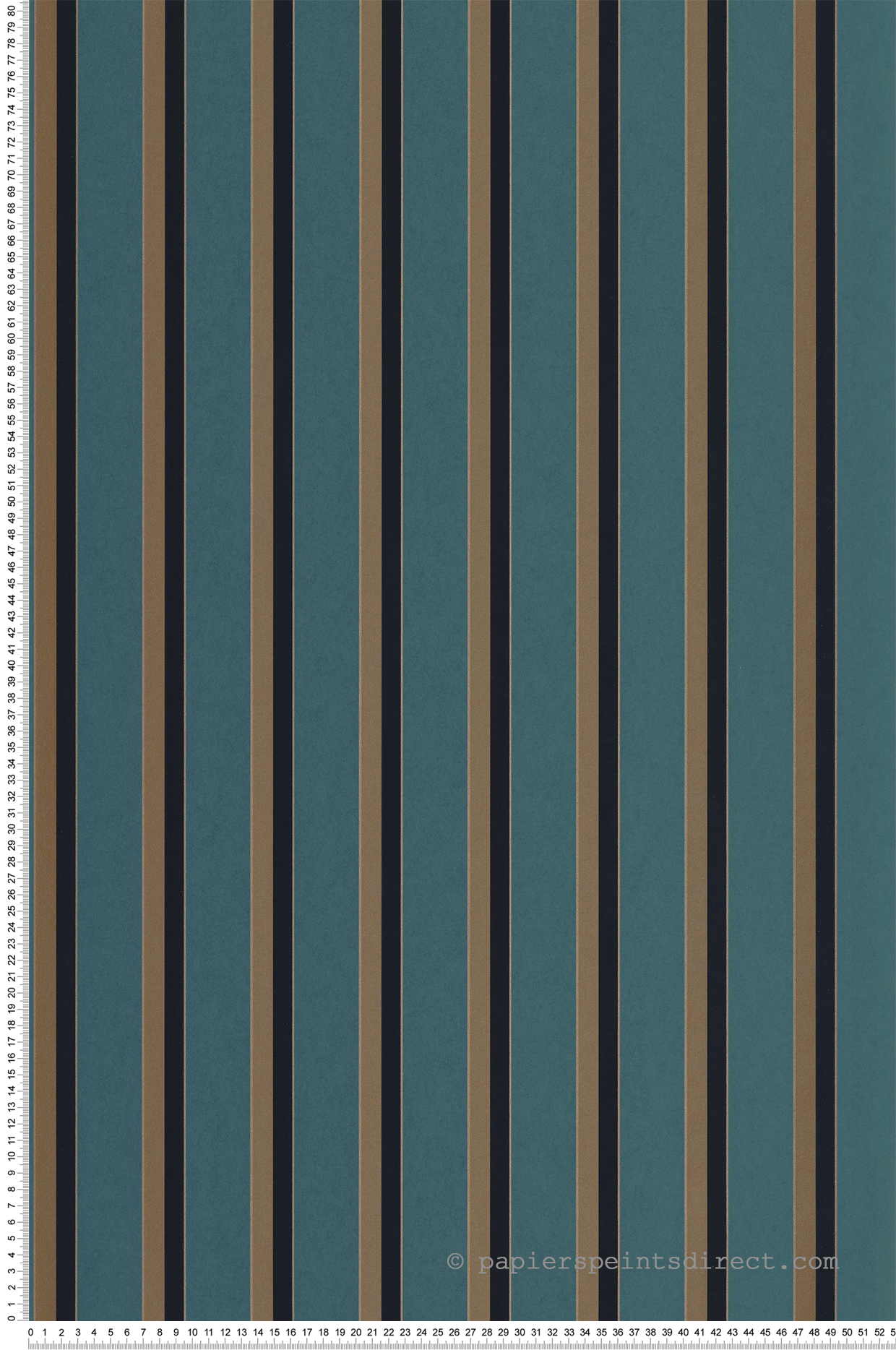 Papier peint Rayure Country Club bleu paon doré - Derby de Casadéco | Réf. DERB89326687