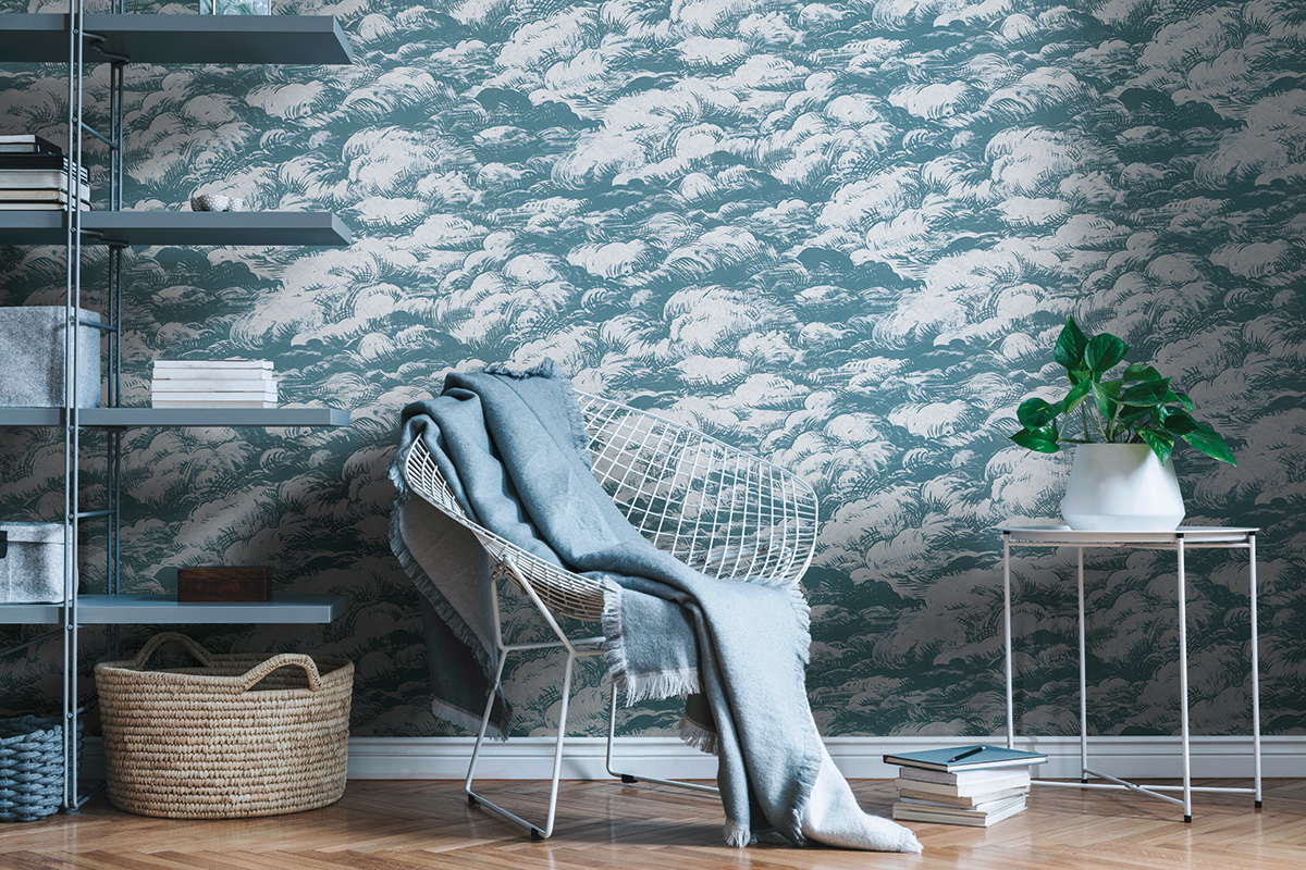 Papier peint Nuage Abstrait bleu canard - Jungle Chic d'Architects Paper | Réf. 37705-3