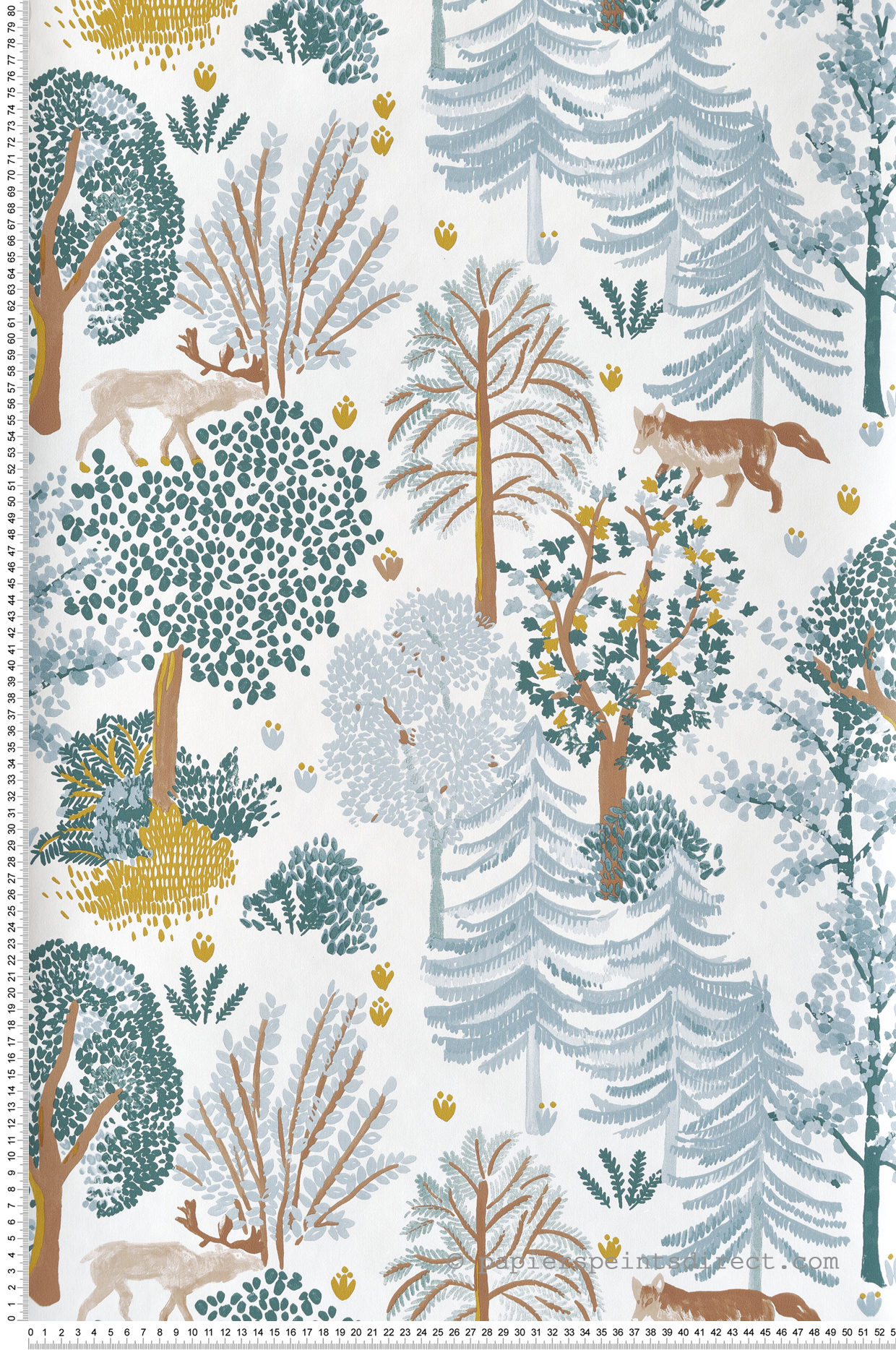 Papier peint Renard en Forêt blanc - La Forêt de Casélio | Réf. FRT102937012