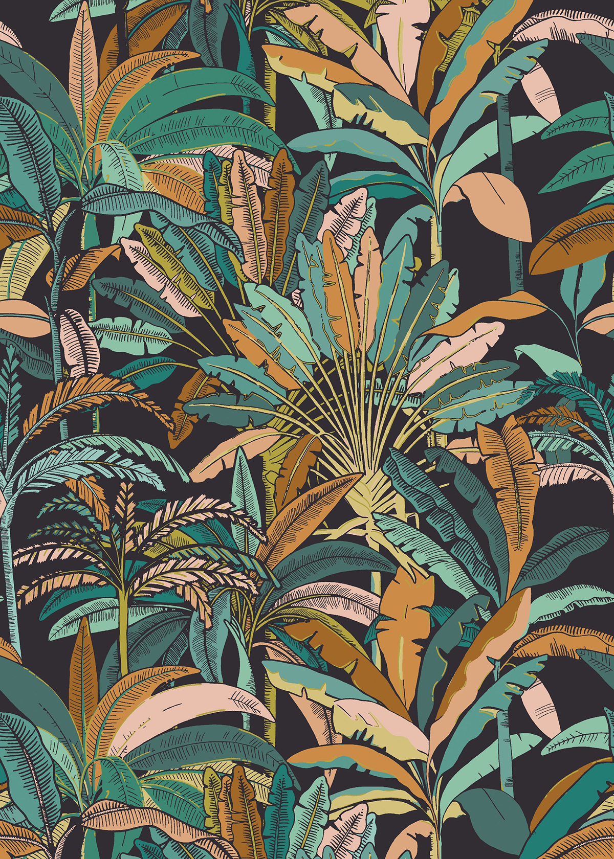 Papier peint panoramique Tropical Feuillage vert et orange - Beauty Full Image 2 de Casadéco | Réf. BFM102527029