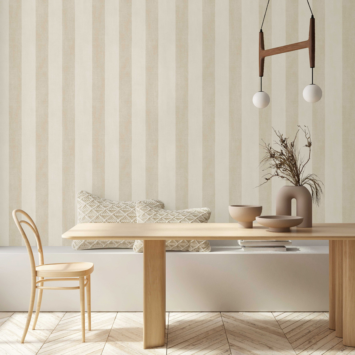 Papier peint Rayures Effet Lin beige - Poésie de Lutèce | Réf. LTC-51254007