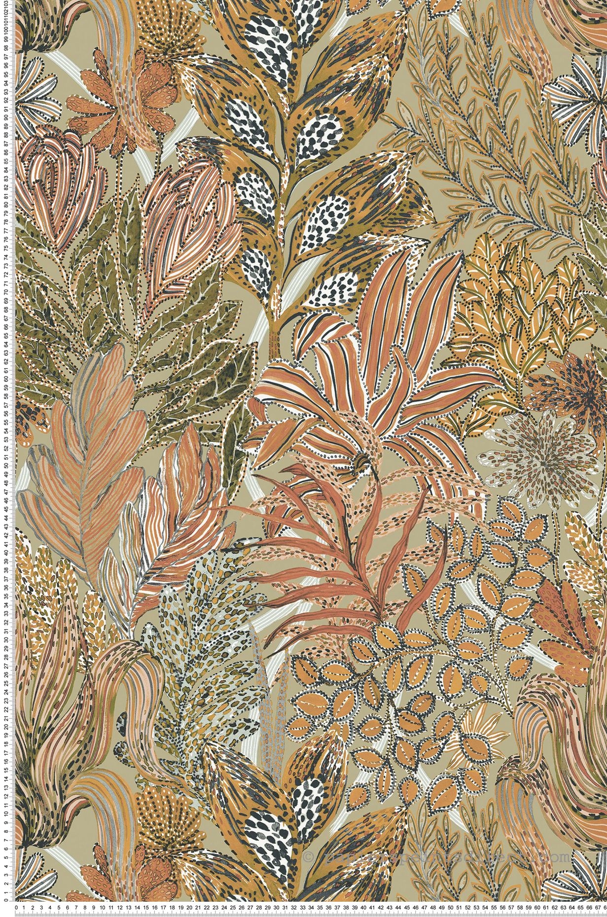 Papier peint Jungle Borromée terre de sienne - Jardin Félicia de Casamance | Réf. CAS-A74320732