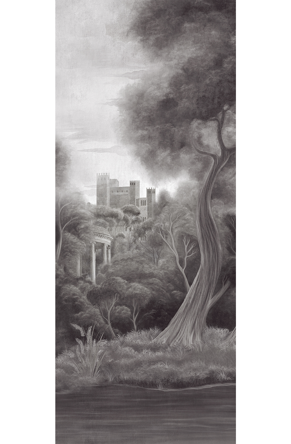 Papier peint panoramique Paysage Classique Park gris graphite - A H260 - Wall Designs IV de Masureel | Réf. MAS-DG4PAR1011-260