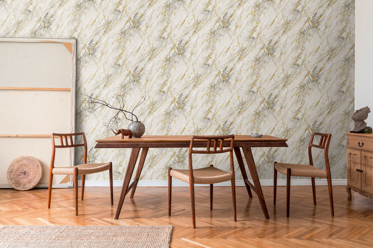 Papier peint Marbre Matière Arts gris doré - The BOS d'A.S. Création | Réf. AS-388173