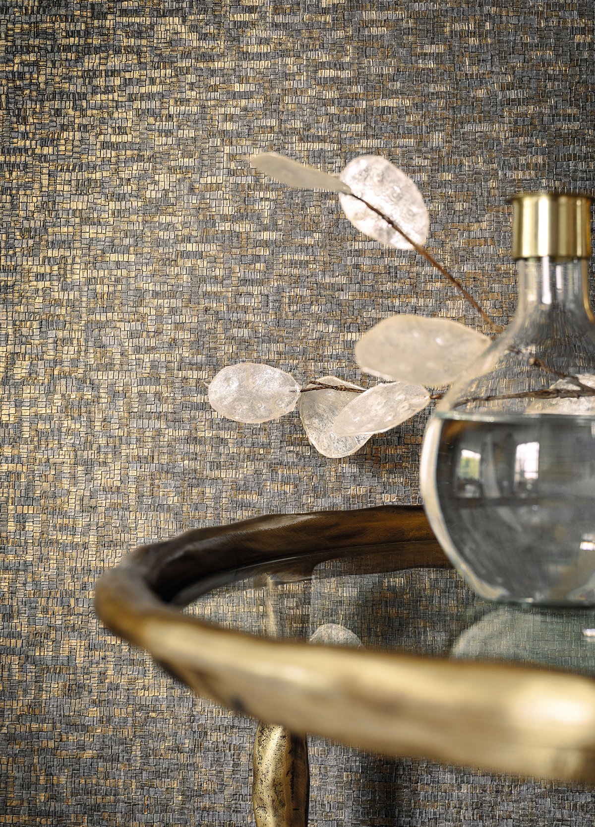 Papier peint Tissage Tessela acier et doré - Alliages de Casamance | Réf. CAS-75042864