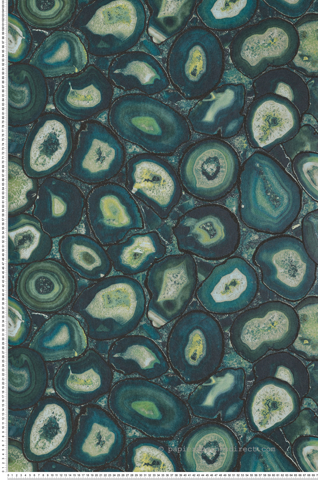 Papier peint Pierre Précieuse Billes de Verre bleu paon vert - Ornata de Montecolino | Réf. MC-51218