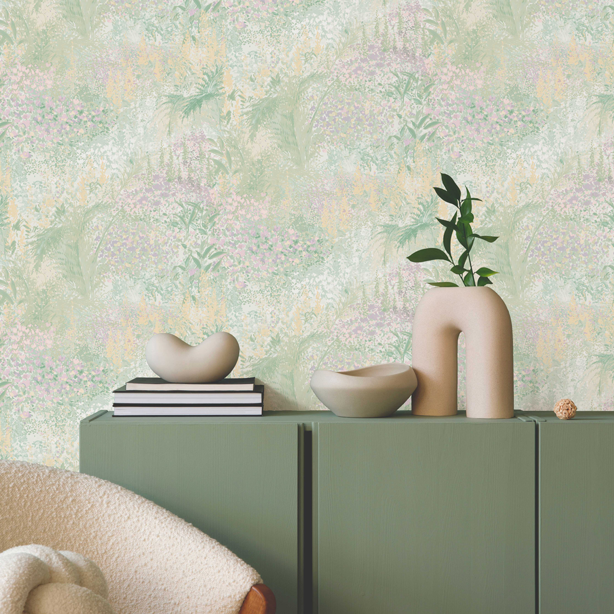Papier peint Champ d'Herbes Hautes vert pastel - Poésie de Lutèce | Réf. LTC-51253404