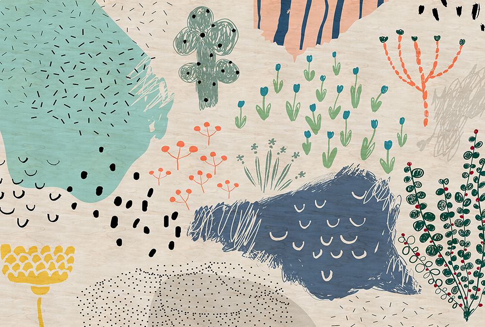 Papier peint panoramique Enfant Crayon Garden 1 - Référence DD114297 - Intissé 200g/m2 - Standard 400 x 270