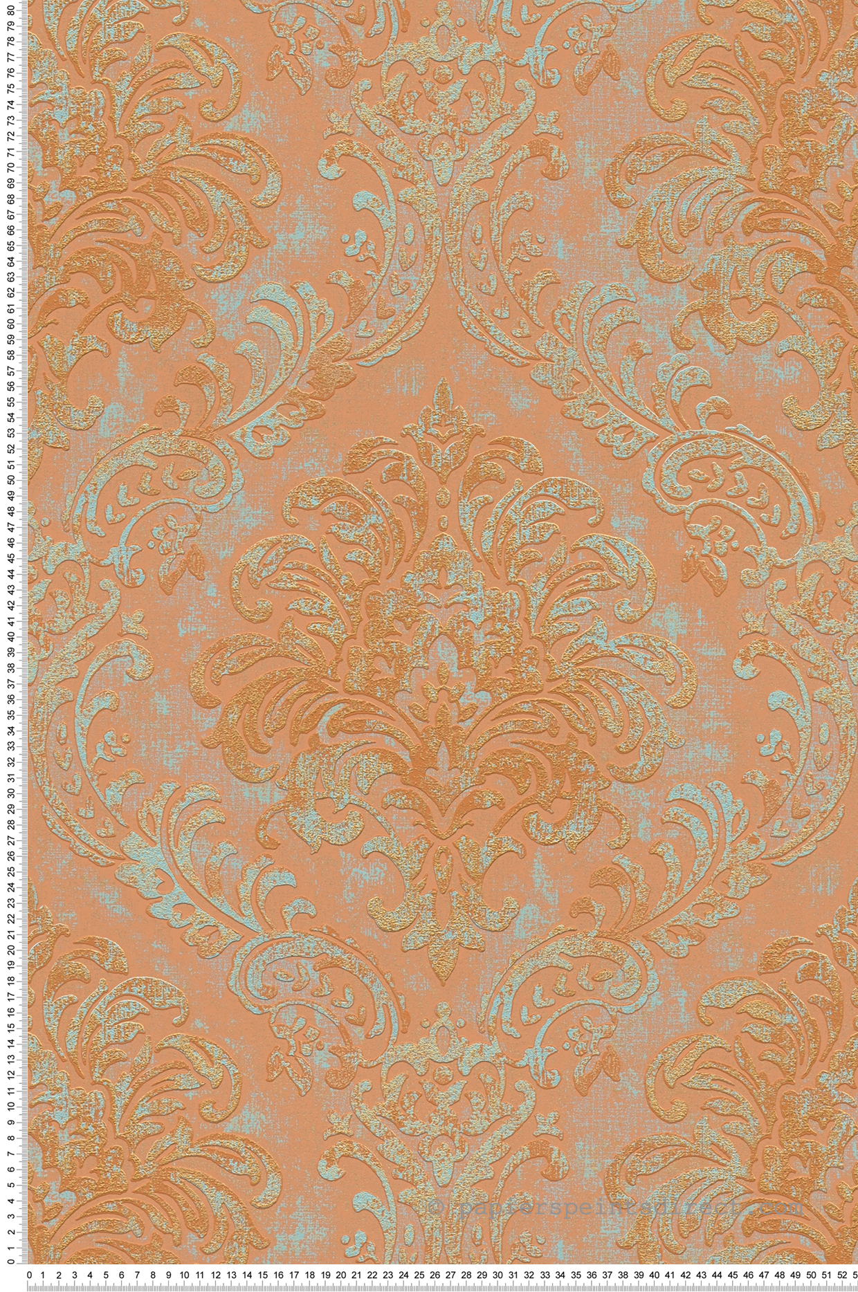 Papier peint Baroque Vienne terracotta bleu doré - Metropolitan Stories 3 d'A.S. Création | Réf. AS-391121