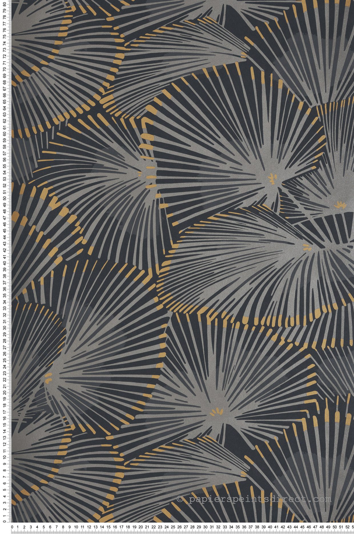 Papier peint Fleur Graphique Cabaret noir réglisse - Twenties de Casadéco | Réf. TWNT88649509