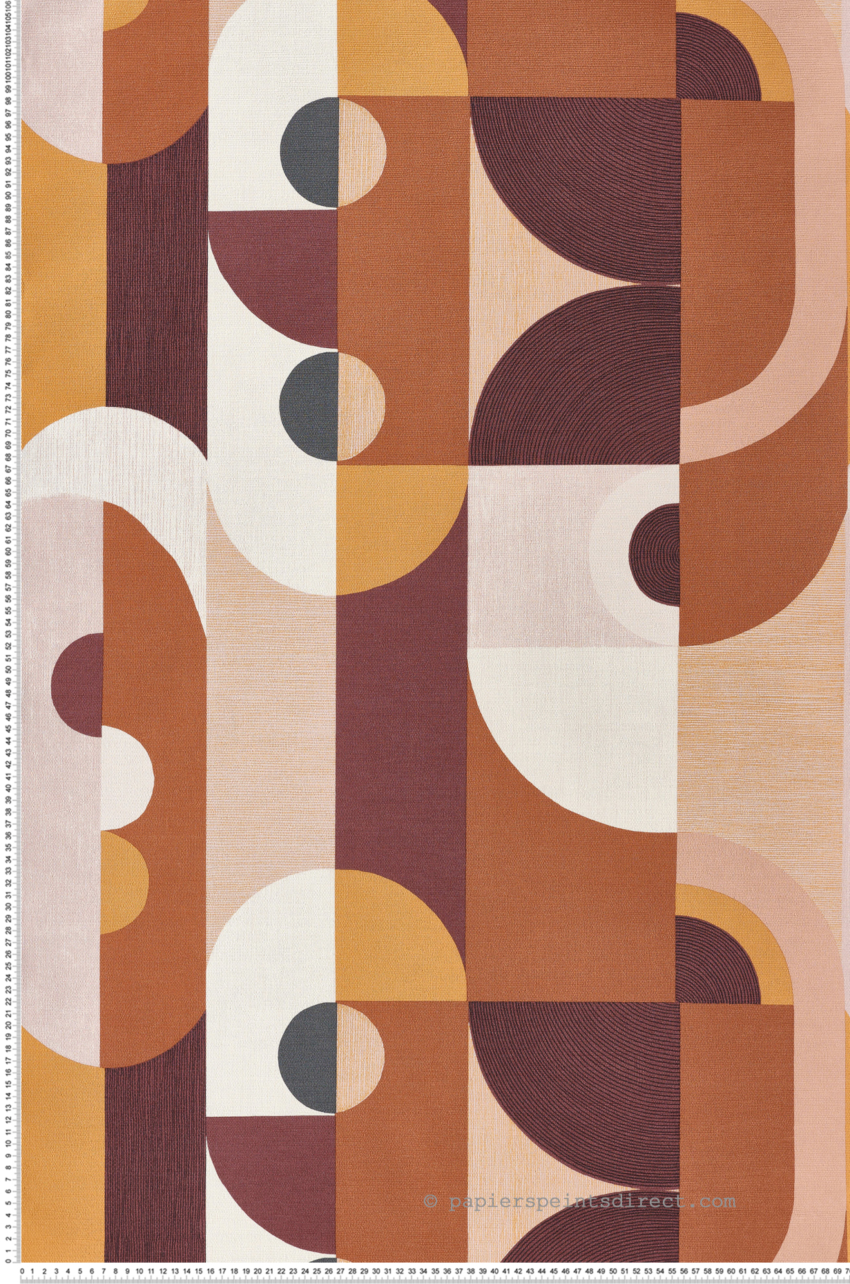 Papier peint Géométrique Cercle Vassily rose pourpre - Mouvements de Casamance | Réf. CAS-75990406