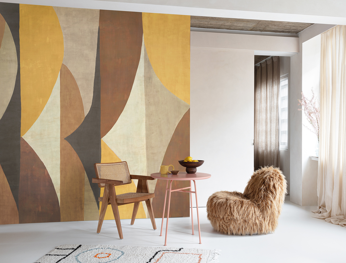 Papier peint panoramique Fresque Arrondie Luana curry - A, B et C H260 - Amani de Masureel | Réf. MAS-DGAMA301X-260