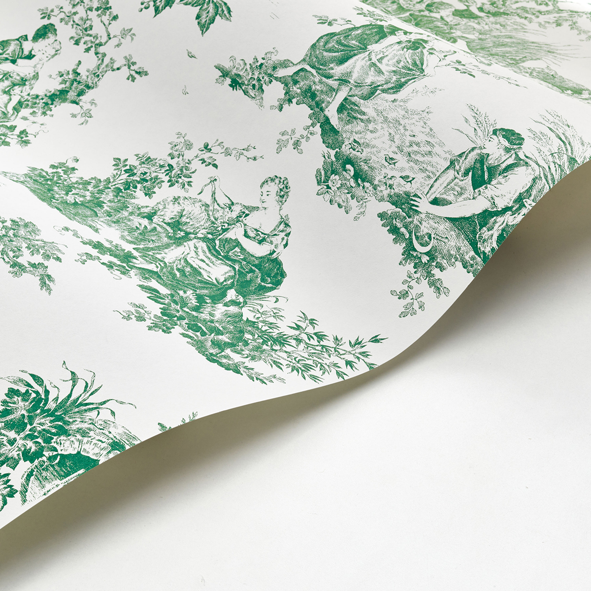 Papier peint Baroque Scene D'Été vert canopée - Les Belles Toiles De Jouy de Casadéco AMBV | Réf. LBTJ87917710