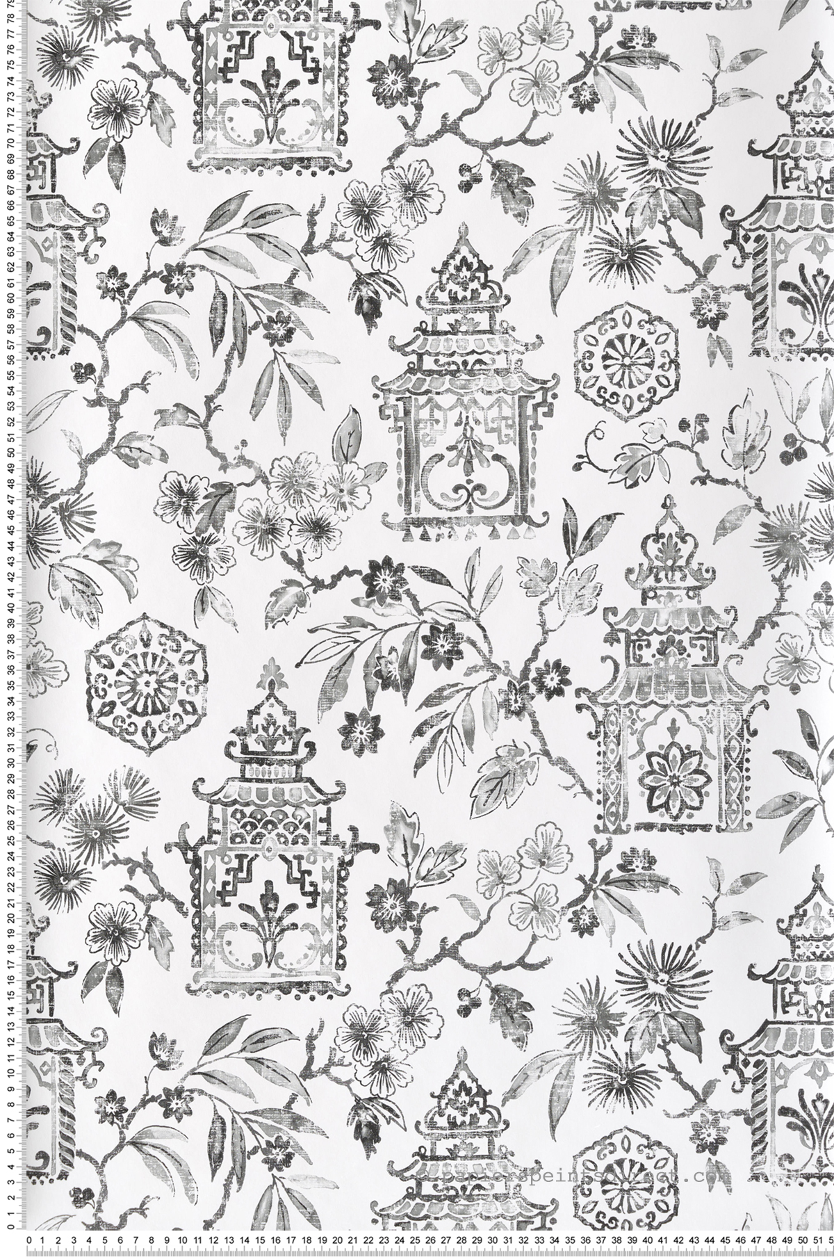 Papier peint Porcelaine Temple Japonais noir - Happy de Lutèce | Réf. LTC-FD26311