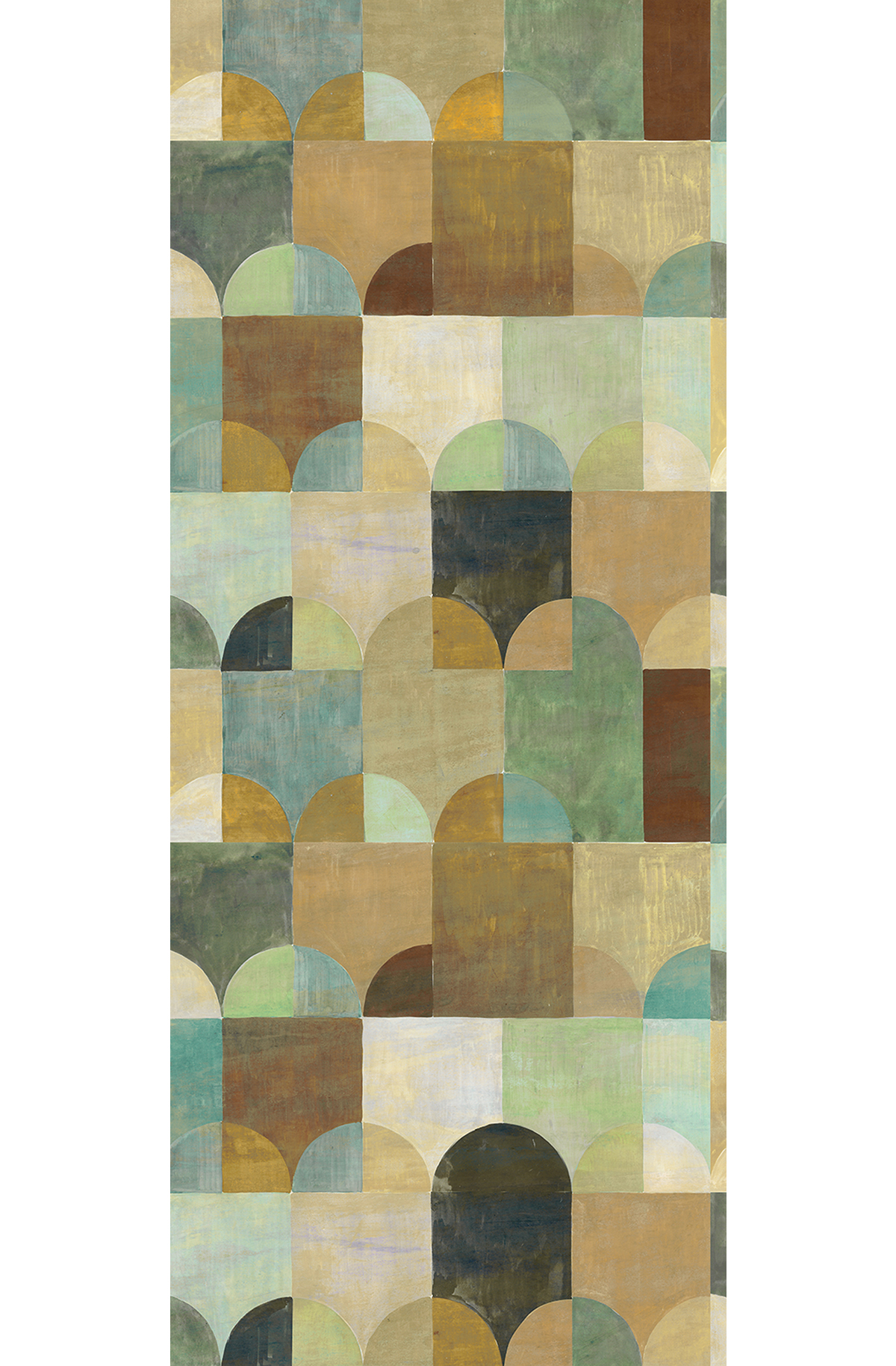 Papier peint panoramique Art Déco Arc vert beige - B H260 - Wall Designs IV de Masureel | Réf. MAS-DG4ILA2022-260