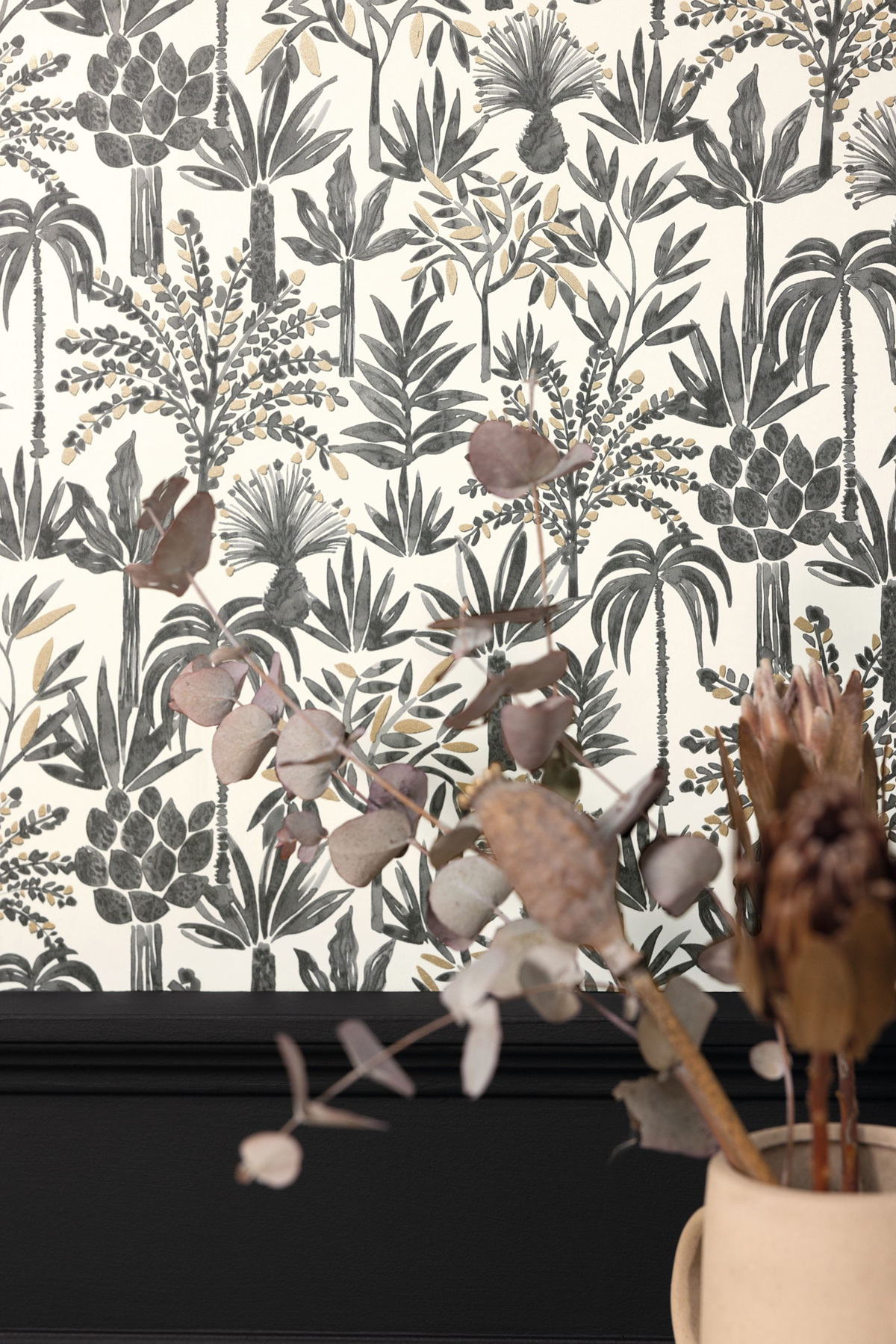 Papier peint Jungle Wild Life noir doré - Moonlight 2 de Casélio AMB2 | Réf. MLGT104350957