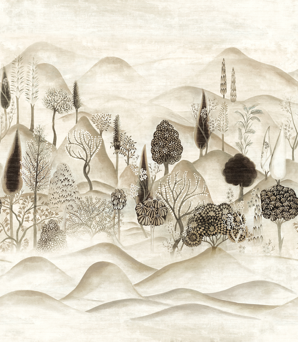 Papier peint panoramique Paysage Munnar taupe - A, B et C H300 - Summer de Masureel | Réf. MAS-DGSUM201X