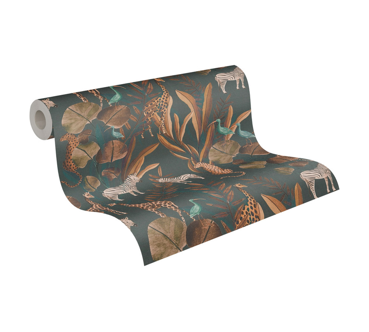 Papier peint Animaux Jungle bleu pétrole - Anna D'Andrea d'A.S. Création AMB5| Réf. AS-782182