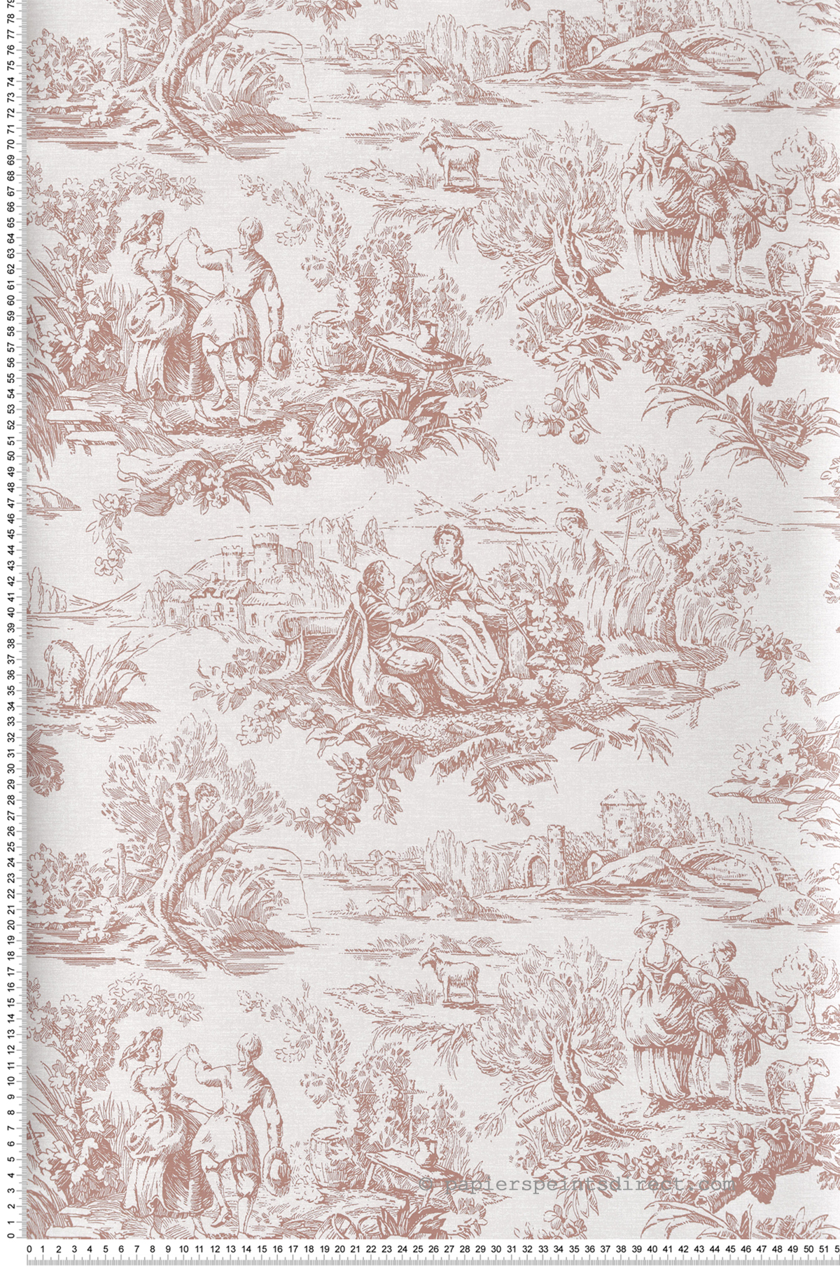 Papier peint Toile De Jouy Lovers' Toile Blush - National Trust Papers 3 de Little Greene | Réf. 0263LOBLUSH