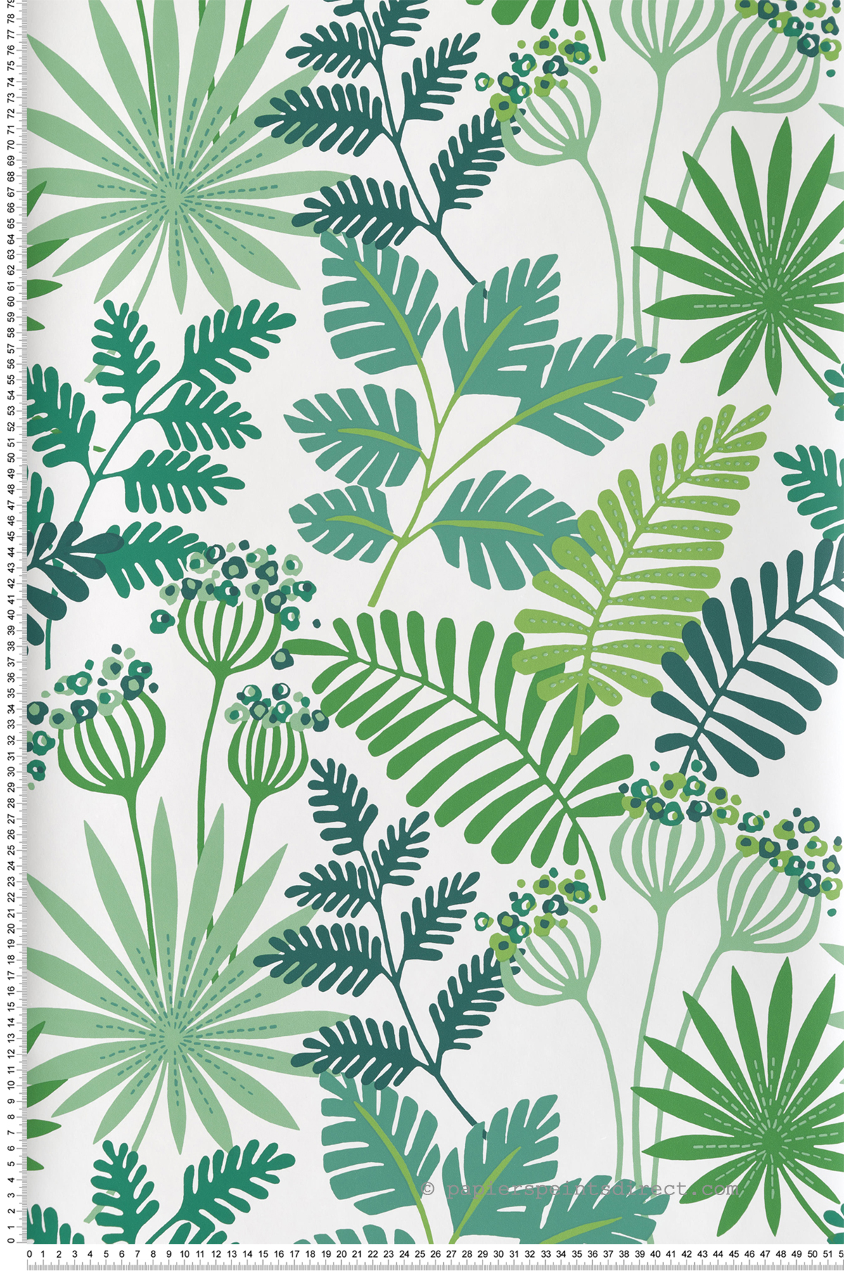 Papier peint Herbier Tropical vert blanc - Happy de Lutèce | Réf. LTC-FD26448